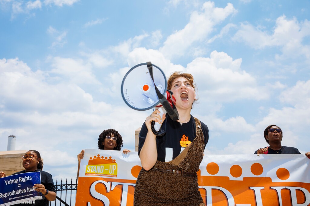 (Kendrick Brinson | The New York Times)
Abortion rights activists protest outside the Georgia State Capitol in Atlanta on Friday, June 24, 2022. “This is why I have come to fully, religiously believe that if this county is to be saved, it will be women who do the saving,” writes New York Times columnist Charles M. Blow.