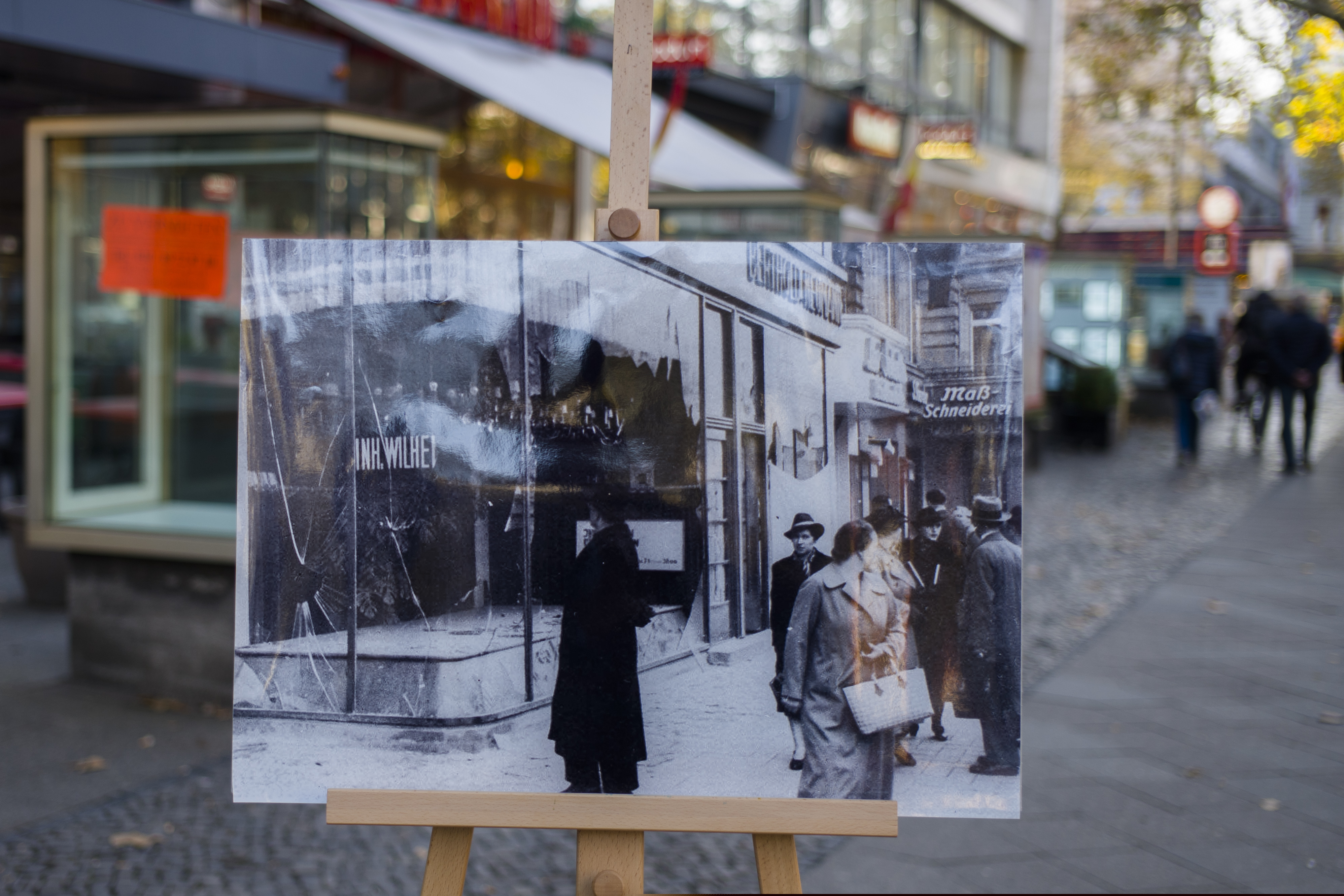 (Markus Schreiber | AP photo)
In this Tuesday, Nov. 6, 2018 photo a Nov. 10, 1938 photo from the AP Archive, showing by Nazis destroyed Jewish shops at the Kurfuerstendamm street, is placed at the same location 80 years later in Berlin, Germany. On Nov. 9, 1938 Jews and their holdings were attacked across Nazi Germany - also known as Kristallnacht or Night of the broken glasses.