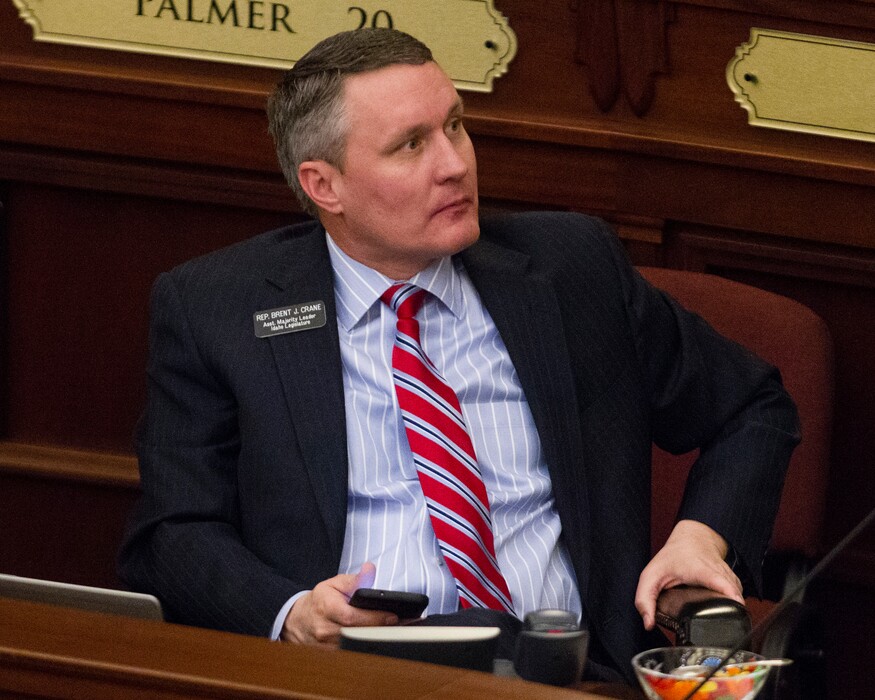 File - In this Jan. 9, 2017 file photo, House Assistant Majority Leader Brent J. Crane, R-Nampa, waits for the State of the State address inside the house chambers at the state Capitol building in Boise, Idaho. Crane has recently set up a private security camera to record meetings, but hasn't told anyone they're being recorded. (AP Photo/Otto Kitsinger)