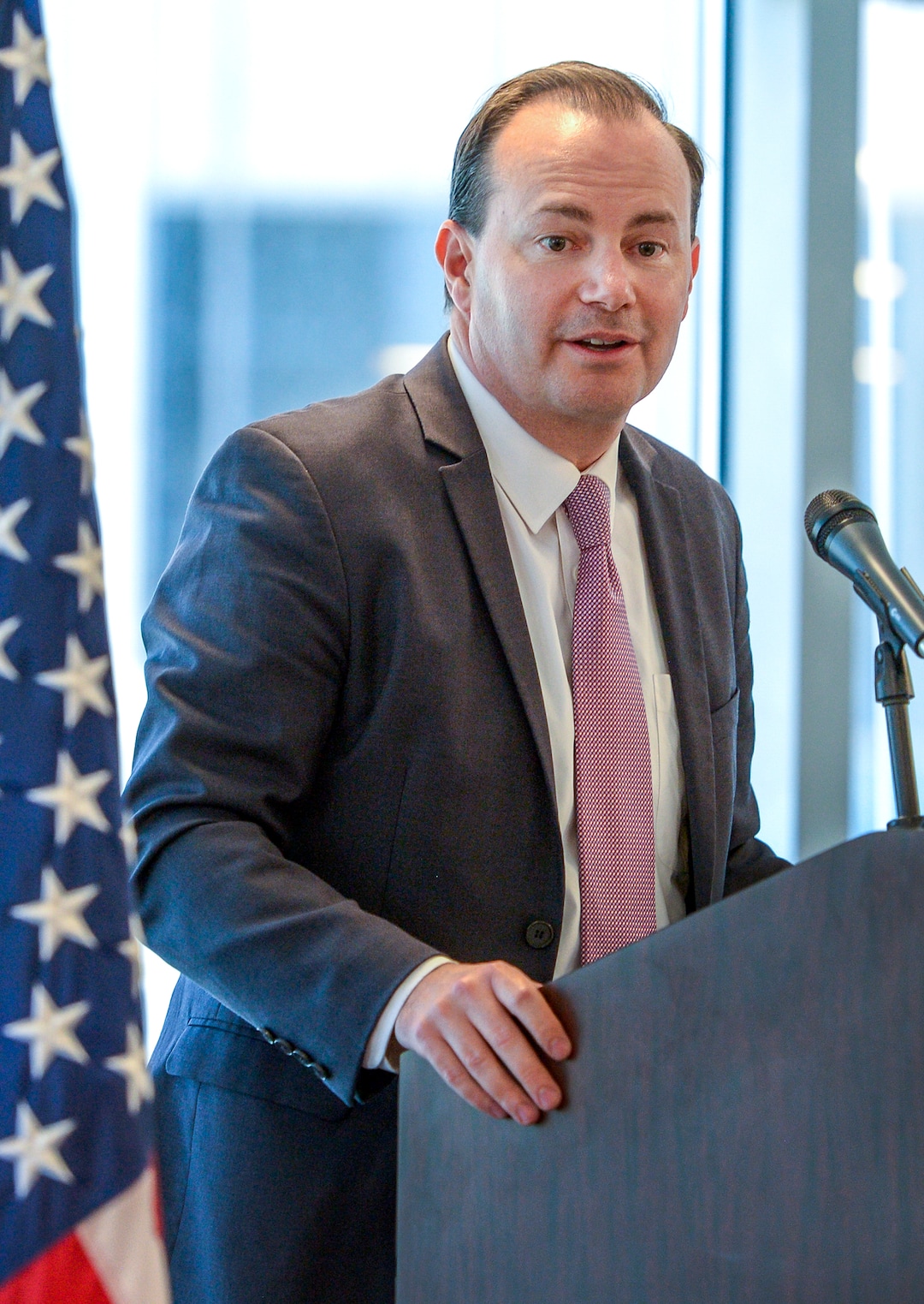 Leah Hogsten  |  The Salt Lake Tribune  "Our long-term goal must be the transfer of federal lands to the states," said Sen. Mike Lee, at a Utah public lands forum hosted by the Sutherland Institute, June 29, 2018.