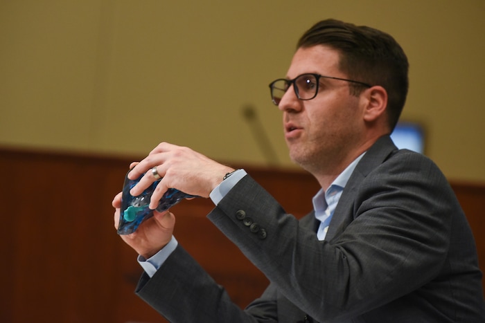 (Francisco Kjolseth  |  The Salt Lake Tribune)  Rami Shorti, a PhD Biomedical Engineer at Intermountain Transformation Center, holds a 3-D printed model of a living donor's liver which he created and was used by a transplant team before and during a recent lengthy surgery at Intermountain Medical Center in Murray, marking the first ever left lobe living liver transplant in Utah.