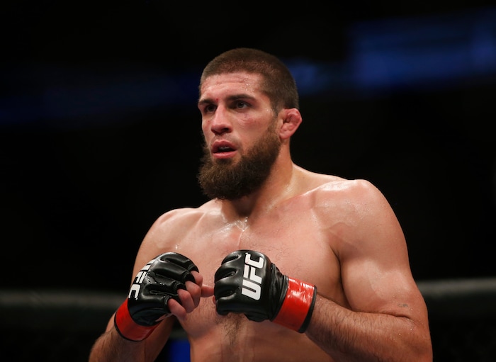 Court McGee looks on before his UFC welterweight mixed martial arts match against Josh Neer in Anaheim, Calif., Saturday, Feb. 23, 2013. (AP Photo/Jae C. Hong)