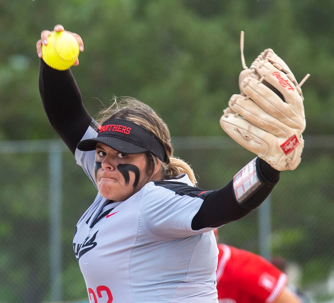 (Rick Egan  |  The Salt Lake Tribune)     Mikayla Ulibarri pitches for West High in their 5A State Championship win over the Bountiful Braves, in Taylorsville, Thursday May 30, 2019