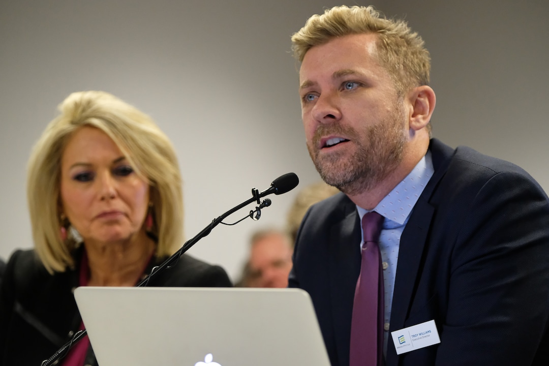 (Francisco Kjolseth  |  The Salt Lake Tribune)  Troy Williams , Executive Director of Equality Utah speaks in support of a proposed ban on conversion therapy during a a public hearing before state regulators in Salt Lake City on Thursday, Sept. 26, 2019.