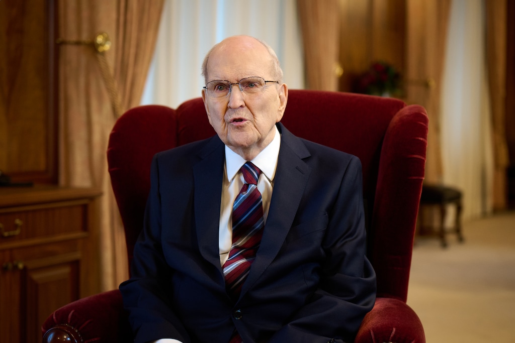 (The Church of Jesus Christ of Latter-day Saints) President Russell M. Nelson speaks in a recorded message at General Conference on Sunday afternoon, April 7, 2024.
