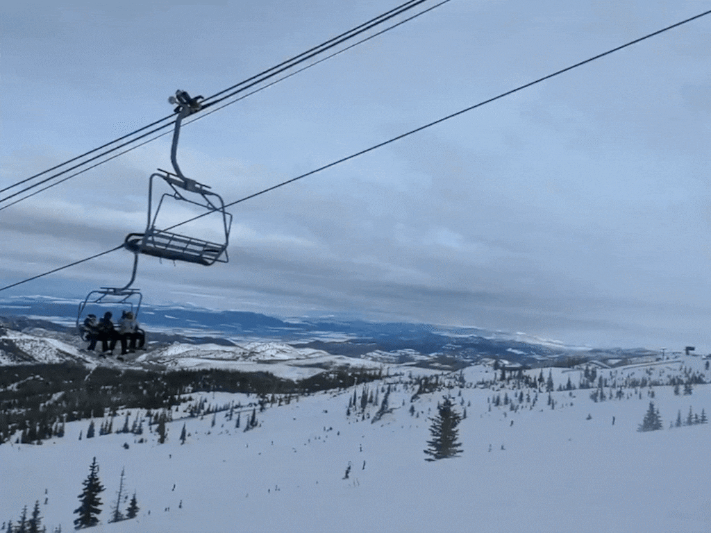 (Julie Jag | The Salt Lake Tribune) Skiers ride a chairlift at Brian Head Resort on Jan. 8, 2023. Brian Head's operators have pushed back the ski area's start date for a second time due to unseasonably warm weather. It is now expected to open Nov. 21.