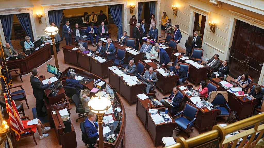 (Rick Bowmer | The Associated Press) Senators work in the chamber Thursday, March 2, 2023, at the Utah State Capitol in Salt Lake City.