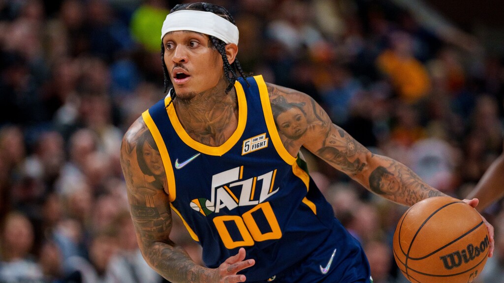 (Trent Nelson | The Salt Lake Tribune) Utah Jazz guard Jordan Clarkson (00) as the Utah Jazz host the Sacramento Kings, NBA basketball in Salt Lake City on Saturday, March 12, 2022.