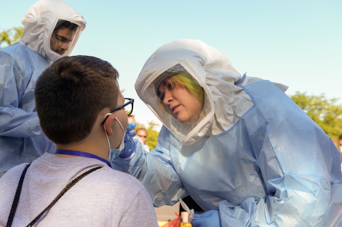 (Chris Samuels | The Salt Lake Tribune) A camper receives a COVID-19 test before leaving for Camp Hope, a camp run by the Salt Lake District Attorney’s office for kids who have been victims of violence, Monday, June 28, 2021.