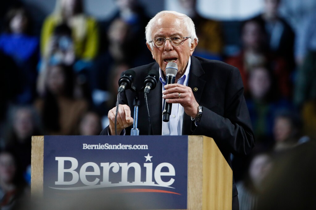 Democratic presidential candidate Sen. Bernie Sanders, I-Vt., speaks during a campaign event, Thursday, Feb. 27, 2020, in Spartanburg, S.C. (AP Photo/Matt Rourke)