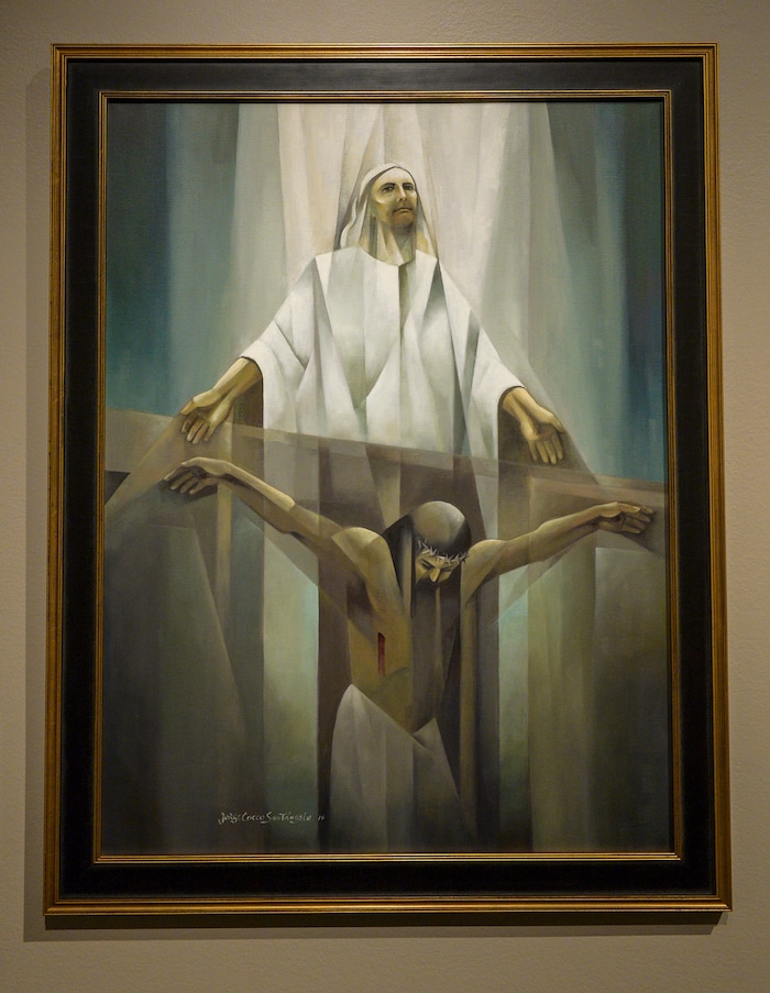(Leah Hogsten | The Salt Lake Tribune) Jorge Cocco Santángelo's "Consumado Es" or "It is Finished," oil on canvas, 2016. The Church of Jesus Christ of Latter-day Saints Church History Museum presented two new art exhibits, Thursday, May 17, 2018. Paintings created by Argentine artist Jorge Cocco Santángelo and large-scale images taken by LDS Church staff photographers Cody Bell and Leslie Nilsson will be on display beginning May 17 through Oct. 9, 2018, and January 2019, respectively.