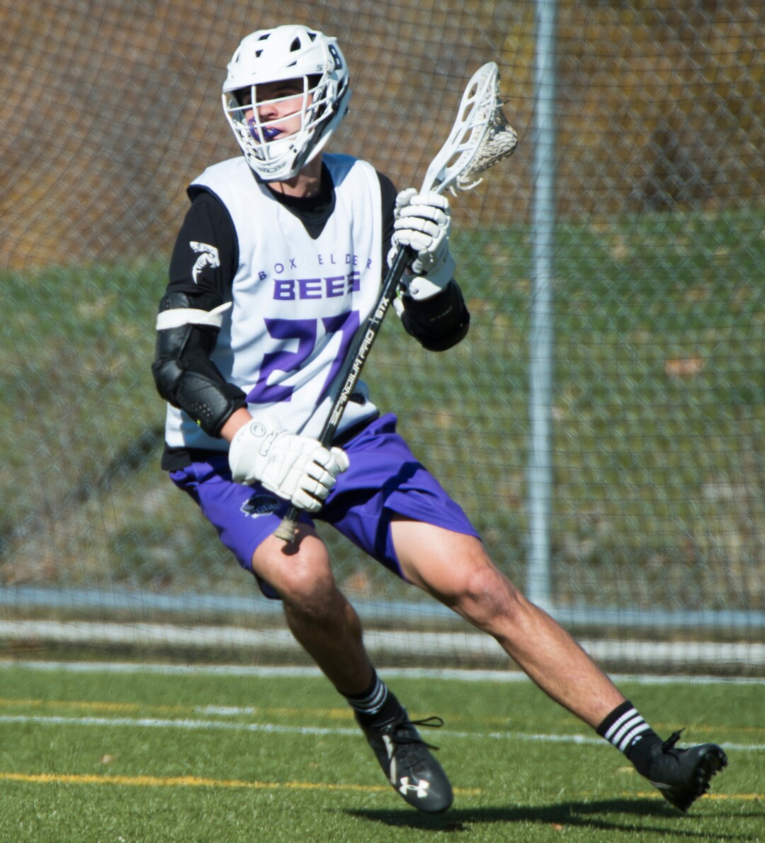 (Rick Egan | The Salt Lake Tribune) Harrison Clark plays lacrosse for Box Elder High School during a tournament in Logan on Saturday, Nov. 3, 2018.