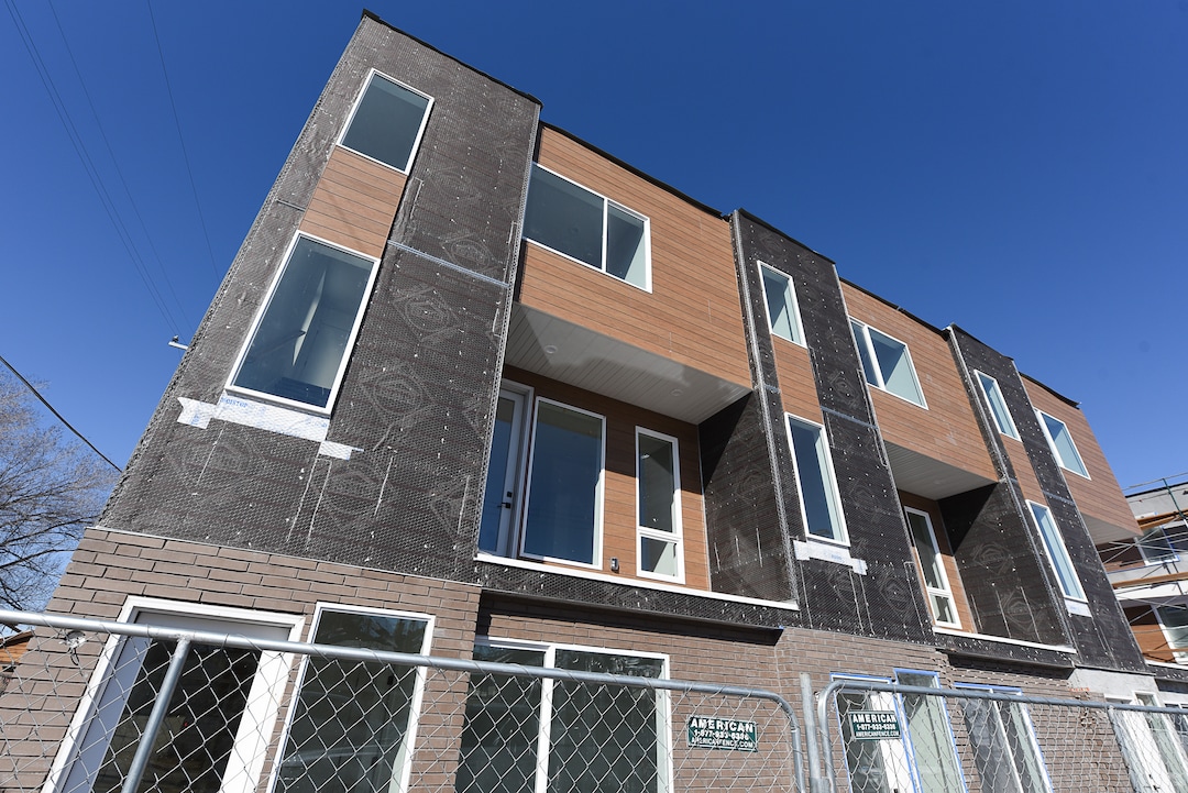 (Francisco Kjolseth  |  The Salt Lake Tribune)  The new 23-unit modern townhome project called "theEDITH," one of several in-fill townhomes projects by the company called CW Urban takes shape as it gets ready to open on the southwest corner of 1700 South and West Temple in Salt Lake City. The three story buildings will offer three unique floor plans ranging from 1545-1964 total square feet with 2-3 bedrooms, 2-3 baths and 1-2 car garage. 