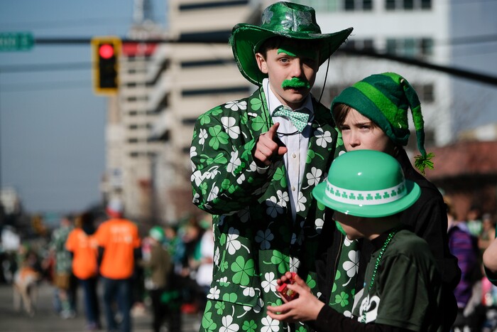 (Francisco Kjolseth | The Salt Lake Tribune) Shamrocks and sunshine were aplenty as Salt Lake City’s Irish community celebrates their 41st annual St. Patrick’s Day Parade with crowds lining up to take in the festivities. Marching bands, Irish dancers, bagpipes and a sea of green moved along 200 South, starting at 500 East Saturday morning en route to State street where the Siamsa festivities kept the fun going at the Gallivan Center.