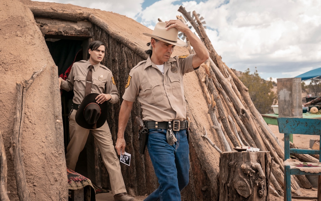(Michael Moriatis | Stalwart Productions/AMC) Kiowa Gordon, left, as Jim Chee and Zahn McClarnon as Joe Leaphorn in "Dark Winds."