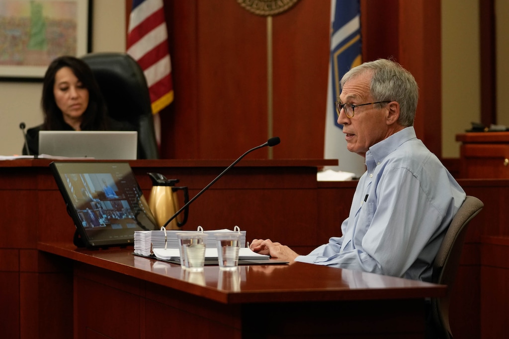 (Francisco Kjolseth | The Salt Lake Tribune) Plaintiff Malcom Reid testifies during a hearing for congressional redistricting maps before Judge Diana Gibson in 3rd District Court in Salt Lake City on Thursday, Oct. 23, 2025.