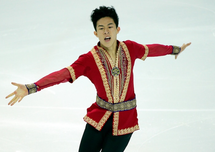 Nathan Chen of the U.S competes in the Men Free Skating Program during ISU Grand Prix of Figure Skating Final in Marseille, southern France, Saturday, Dec. 10, 2016. (AP Photo/Christophe Ena)