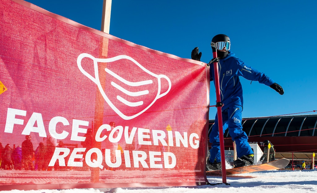 (Rick Egan | The Salt Lake Tribune) 
Skiers are required to wear face coverings they ski at Park City on opening day, Friday, Nov. 20, 2020. Vail Resorts, which own Park City Mountain, and Alterra Mountain Company have both been sued by pass holders for cutting short the 2019-20 ski season because of the COVID-19 outbreak. Alterra reached a settlement earlier this year and began issuing credits to customers this week.