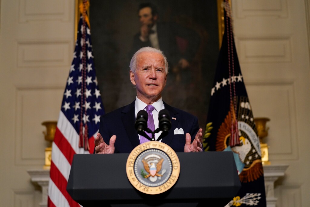 (Evan Vucci | AP photo)

President Joe Biden delivers remarks on COVID-19, in the State Dining Room of the White House, Tuesday, Jan. 26, 2021, in Washington.