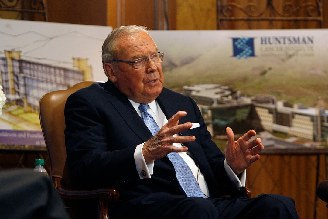 (Scott Sommerdorf   |  The Salt Lake Tribune) Jon Huntsman announces a new donation and initiative to expand the Huntsman Cancer Institute on November 1, 2013.