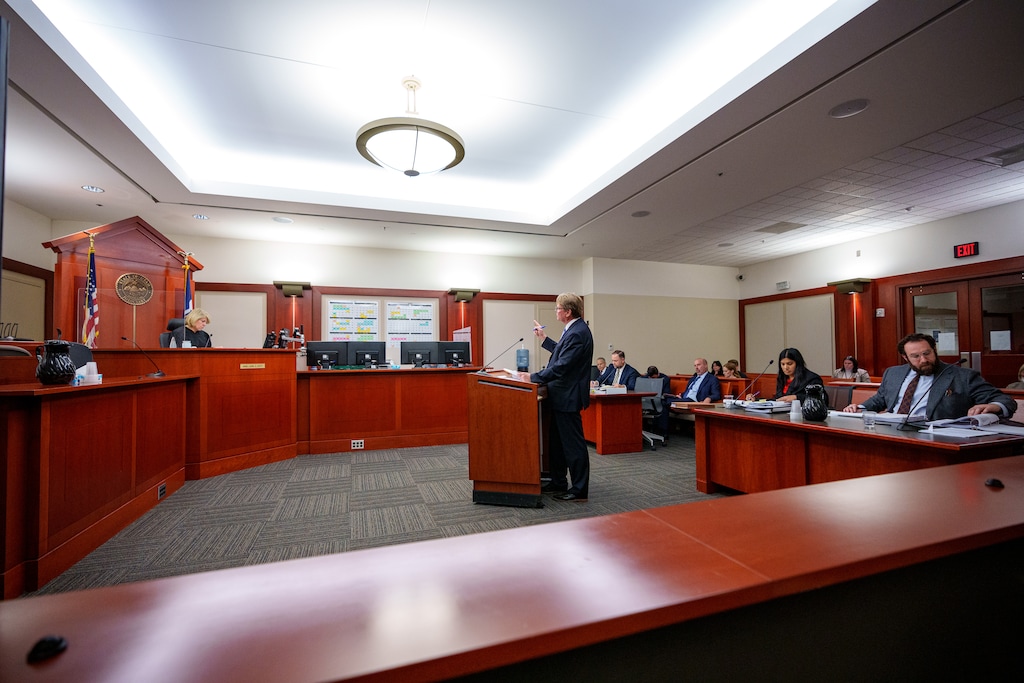 (Trent Nelson  |  The Salt Lake Tribune) Scott Ryther during a hearing on Utah Education Association's lawsuit against the Utah Fits All Scholarship (voucher) program, in Salt Lake City on Thursday, Dec. 19, 2024.