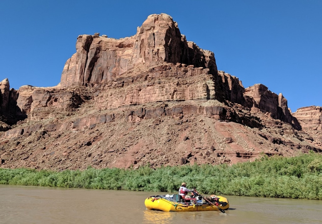 (Photo courtesy Jessica Flock | WyoFile) A SCREE raft floats a section of the Green River in Utah’s Labyrinth Canyon.