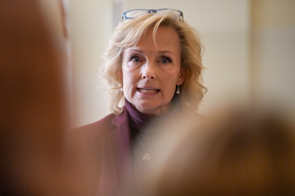 (Chris Samuels | The Salt Lake Tribune file photo) State Auditor Tina Cannon speaks to reporters at the Capitol in Salt Lake City, March 7, 2025. At a Thursday news conference, Cannon discussed the University of Utah’s developing private-equity deal with Otro Capital. 