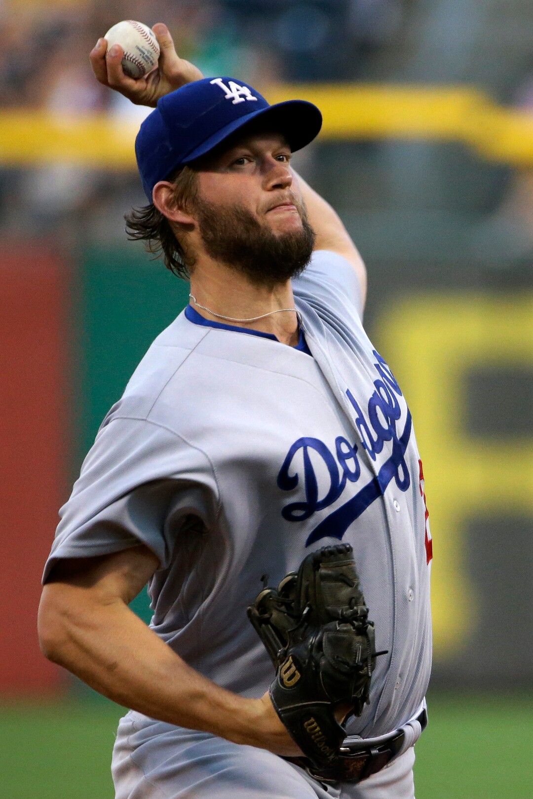 Los Angeles Dodgers starting pitcher Clayton Kershaw delivers in the first inning of a baseball game against the Pittsburgh Pirates in Pittsburgh, Sunday, June 26, 2016. (AP Photo/Gene J. Puskar)