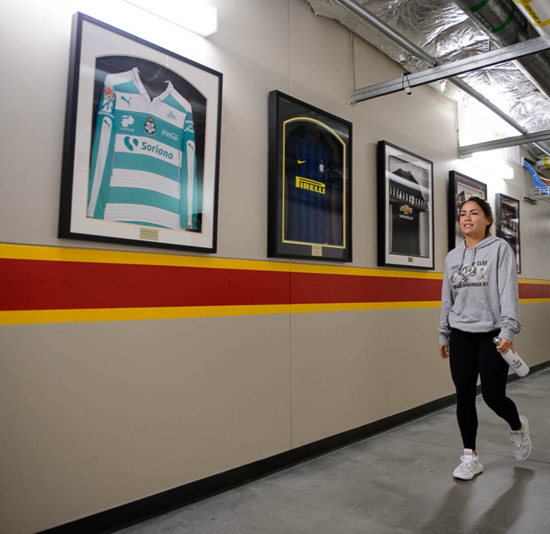 (Trent Nelson | The Salt Lake Tribune)Utah Royals midfielder Lo’eau LaBonta at Rio Tinto Stadium in Sandy, Friday April 6, 2018.