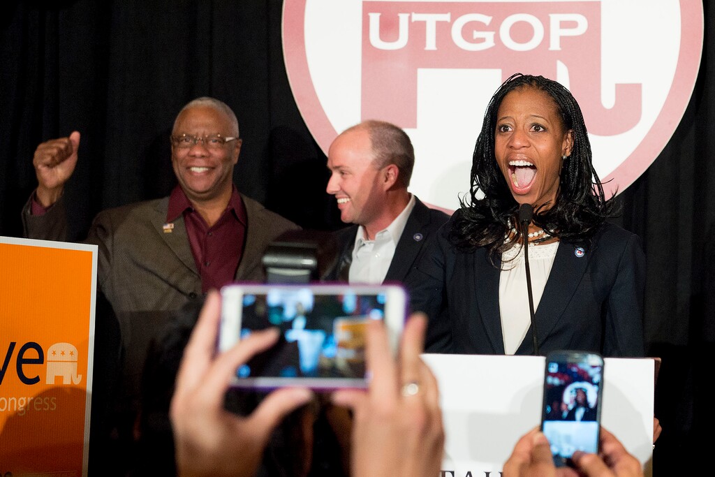 Steve Griffin  |  The Salt Lake TribuneMia Love greets supporters after defeating opponent Doug Owens in the race for Utah's 4th Congressional District, Tuesday November 4, 2014.