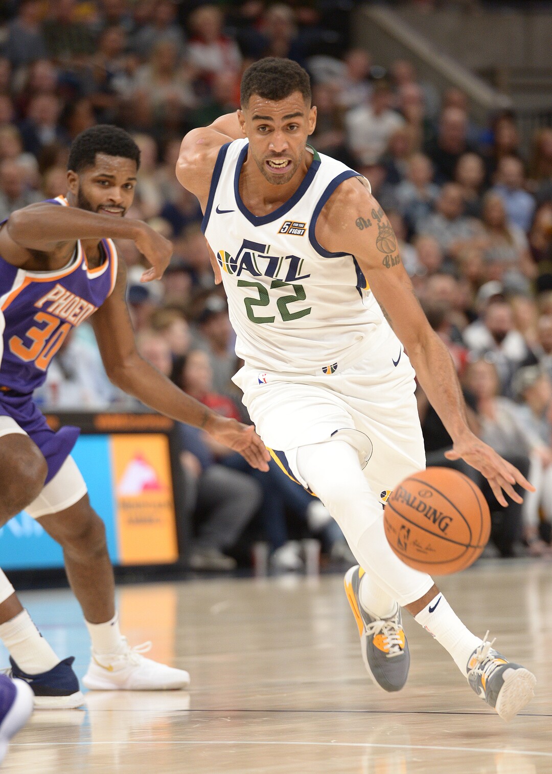 (Leah Hogsten  |  The Salt Lake Tribune) Utah Jazz forward Thabo Sefolosha (22).  The Utah Jazz defeated the Phoenix Suns 112-101 during preseason NBA basketball at Vivint Smart Home Arena in Salt Lake City, October 6, 2017.