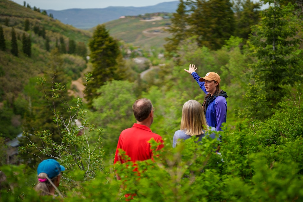 (Trent Nelson  |  The Salt Lake Tribune) Caitlin Willard leads a Hops Hunters Hike in Empire Canyon, Park City, on Wednesday, June 8, 2022.