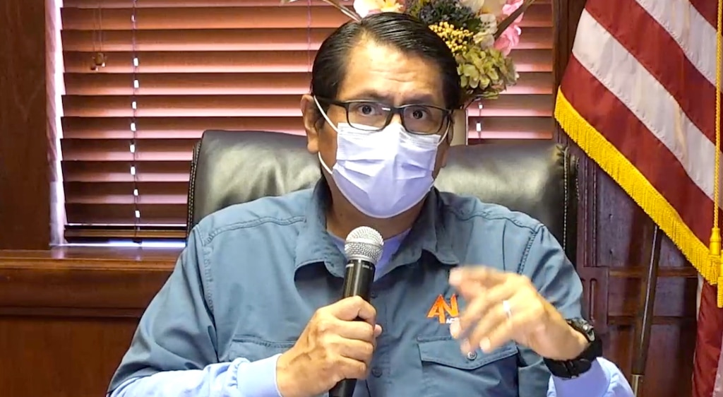 (Courtesy of the Navajo Nation Office of the President and Vice President) Screen grab of Navajo Nation President Jonathan Nez speaking at a town hall event on Tuesday.