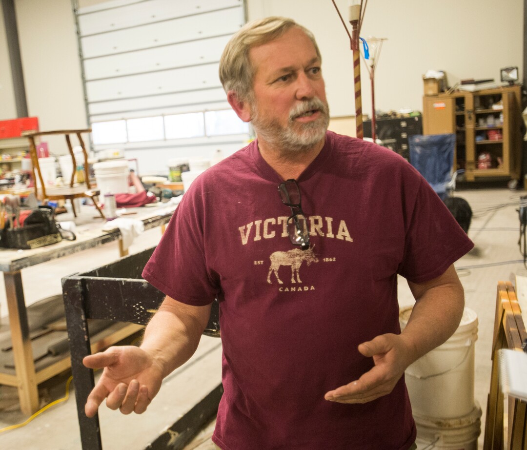 (Rick Egan  |  The Salt Lake Tribune)   General foreman Christopher Rice talks about building sets for the upcoming Paramount Network TV series "Yellowstone," which is being filmed, in part, at Utah Film Studios in Park City.