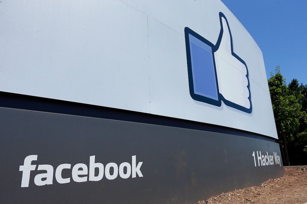 FILE - This July 16, 2013 file photo shows a sign at Facebook headquarters in Menlo Park, Calif. Facebook said Thursday, May 16, 2019, that it has banned Archimedes, an Israeli company that ran an influence campaign aimed at disrupting elections in various countries, and has canceled dozens of accounts engaged in spreading disinformation. Nathaniel Gleicher, Facebook’s head of cybersecurity policy, told reporters that the tech giant had purged 65 Israeli accounts, 161 pages, dozens of groups and four Instagram accounts. (AP Photo/Ben Margot, File)