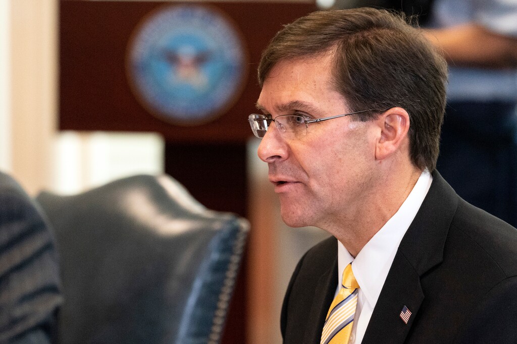 (Alex Brandon | AP file photo) In this Oct. 8, 2020 file photo, Secretary of Defense Mark Esper speaks before a meeting at the Pentagon in Washington. President Donald Trump has fired Esper, Monday, Nov. 10, 2020.