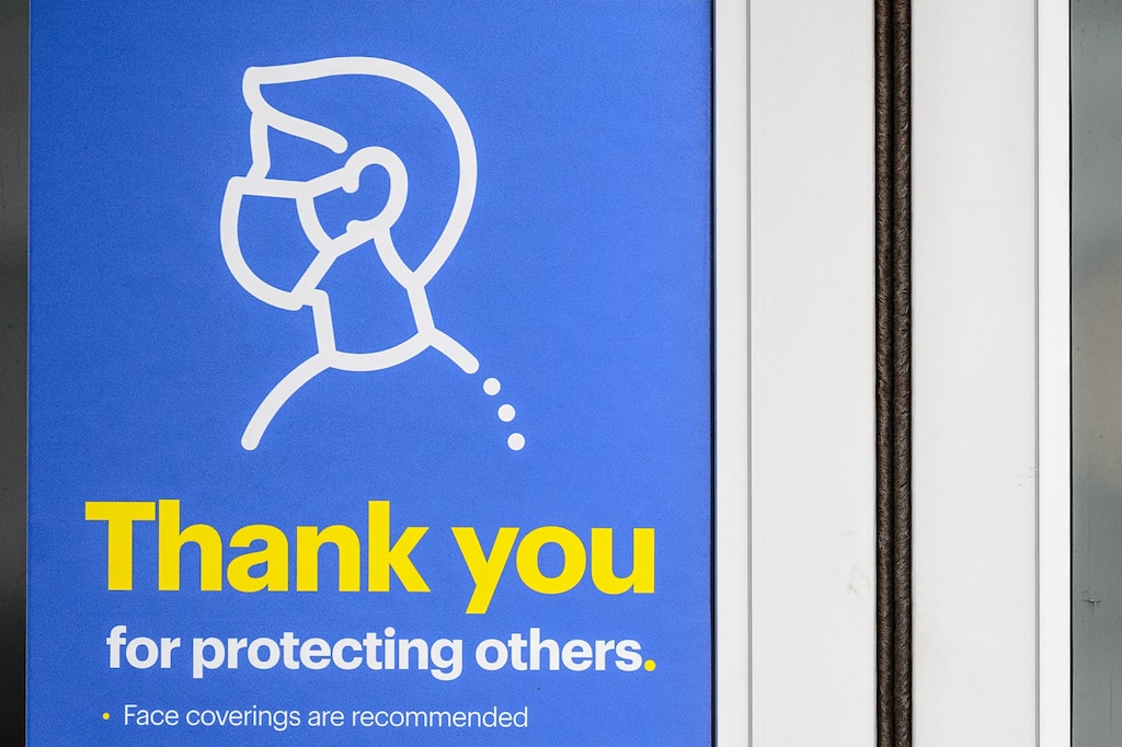 (Trent Nelson  |  The Salt Lake Tribune) Signs detailing COVID-19 procedures and precautions at Best Buy in Salt Lake City on Monday, June 22, 2020.