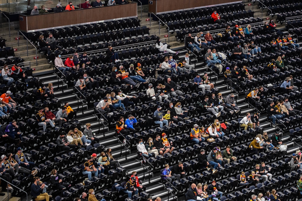 (Trent Nelson  |  The Salt Lake Tribune) A limited number of fans watch the Utah Jazz host the Minnesota Timberwolves, NBA basketball at Vivint Smart Home Arena in Salt Lake City on Saturday, Dec. 26, 2020.