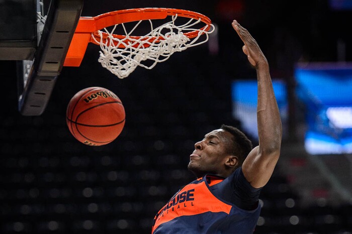 (Trent Nelson | The Salt Lake Tribune)  
Syracuse Orange forward Bourama Sidibe (34) as Syracuse practices for the 2019 NCAA Tournament in Salt Lake City on Wednesday March 20, 2019.