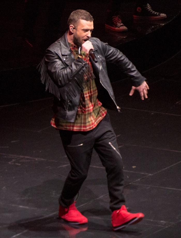 (Rick Egan  |  The Salt Lake Tribune)   Justin Timberlake performs at Vivint Smarthome Arena in Salt Lake City, Thursday, April 12, 2018.