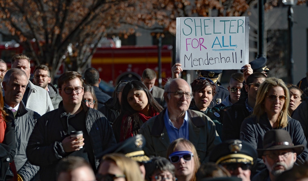 (Francisco Kjolseth  |  The Salt Lake Tribune) Deb Blake expresses her concern for the homeless as she joins inauguration ceremonies of newly sworn in Mayor Erin Mendenhall at Salt Lake City Hall on Monday, Jan. 6, 2020.