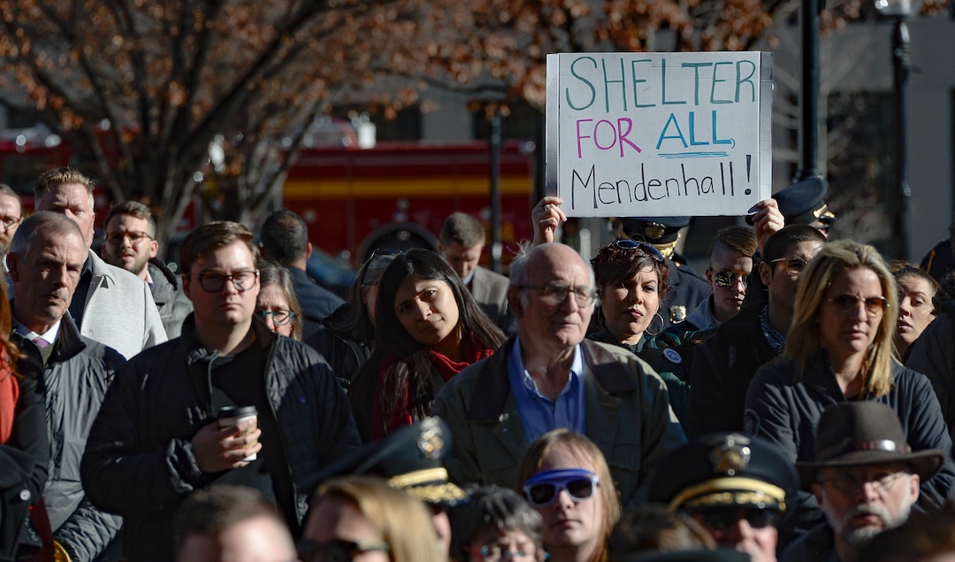 (Francisco Kjolseth  |  The Salt Lake Tribune) Deb Blake expresses her concern for the homeless as she joins inauguration ceremonies of newly sworn in Mayor Erin Mendenhall at Salt Lake City Hall on Monday, Jan. 6, 2020.