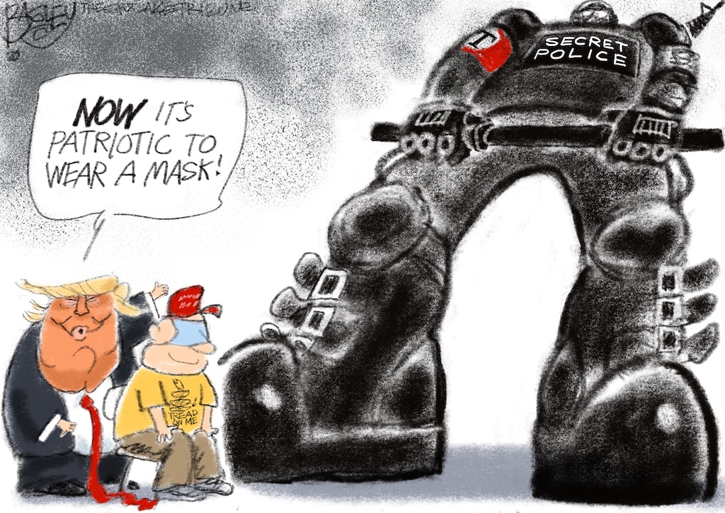 (Pat Bagley | The Salt Lake Tribune)  This cartoon, titled "Storm Trumpers," appears in The Salt Lake Tribune on Saturday, July 25, 2020.