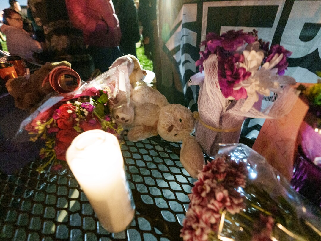 (Leah Hogsten | The Salt Lake Tribune) Hundreds mourn the death of 10-year-old Isabella "Izzy" Tichenor, Nov. 9, 2021 during a vigil at Foxboro Hollow Park in North Salt Lake.