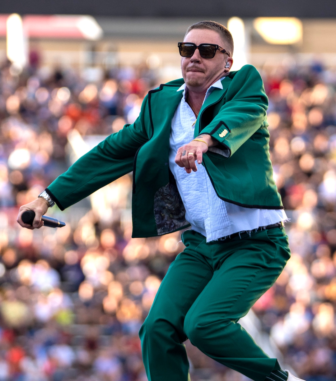 (Rick Egan | The Salt Lake Tribune)  Macklemore performs at Rice-Eccles Stadium, on Friday, Aug. 5, 2022.