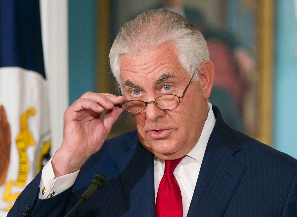 Secretary of State Rex Tillerson makes a statement at the State Department in Washington, Wednesday, Oct. 4, 2017. (AP Photo/Cliff Owen)