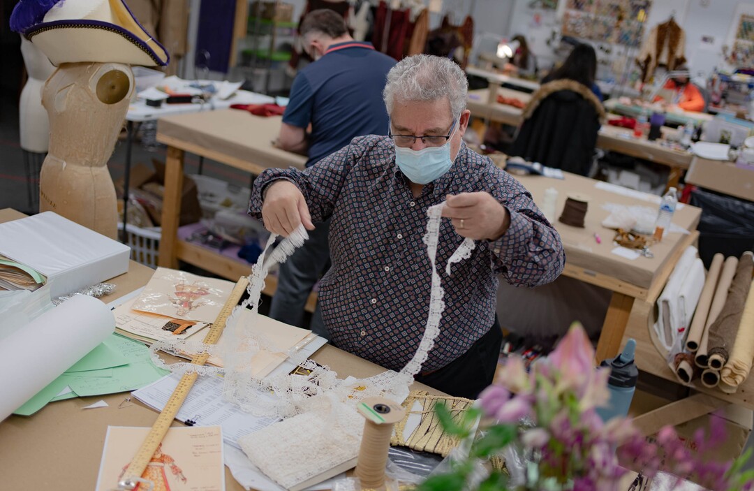 (Francisco Kjolseth | The Salt Lake Tribune) David Heuvel, the retiring director of costume production at Ballet West, who has spent five decades in the arts industry, helps complete costumes for his final hurrah designing outfits for Romeo and Juliet on Thursday, Feb. 3, 2022.