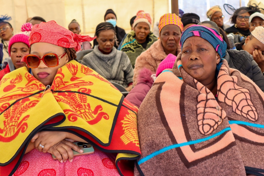 (The Church of Jesus Christ of Latter-day Saints) Family members and friends gather at a memorial service Wednesday, July 16, 2025, in northern Lesotho.