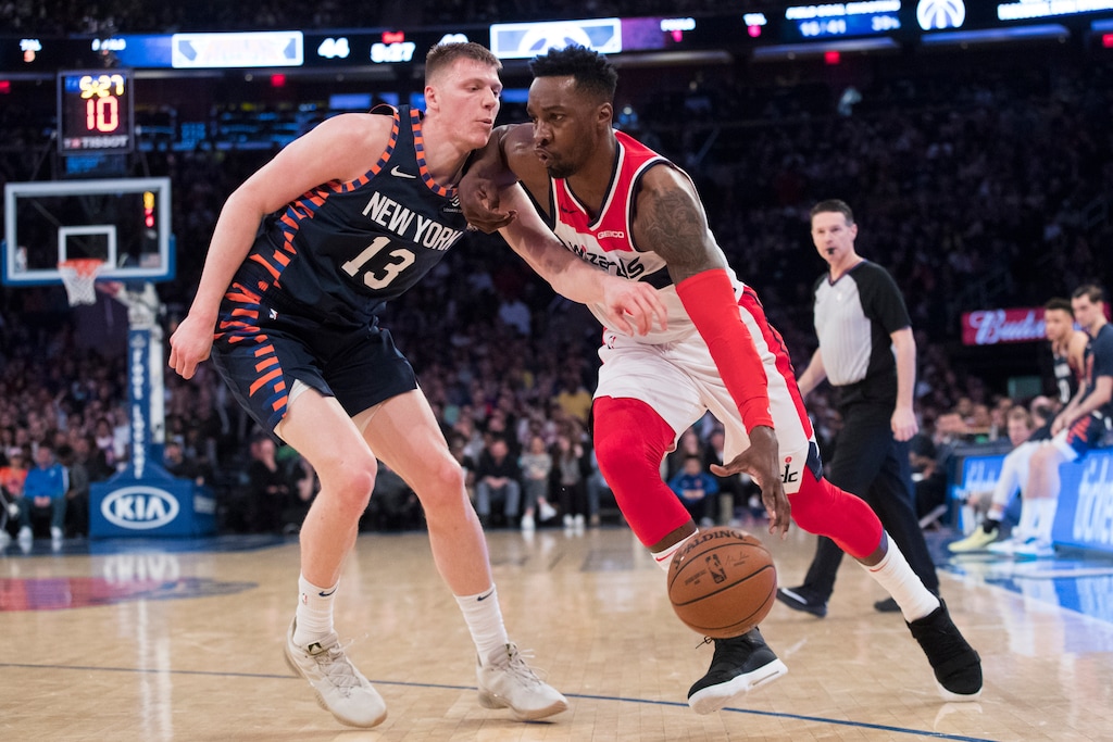 (Mary Altaffer | AP file photo) Washington Wizards forward Jeff Green drives to the basket against New York Knicks forward Henry Ellenson (13) during the first half of an NBA basketball game, Sunday, April 7, 2019, at Madison Square Garden in New York.