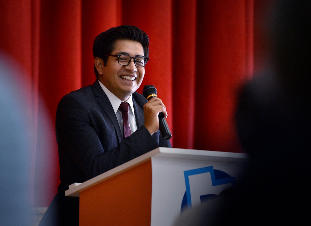 (Scott Sommerdorf   |  The Salt Lake Tribune)   Deyvid Morales speaks at the rally entitled "#SummerResistance Day of Action: Protecting DACA," put on by the Utah State Democratic Party and Utah State Democratic Hispanic Caucus at the Centro Civico Mexicano, Sunday, August 20, 2017. 